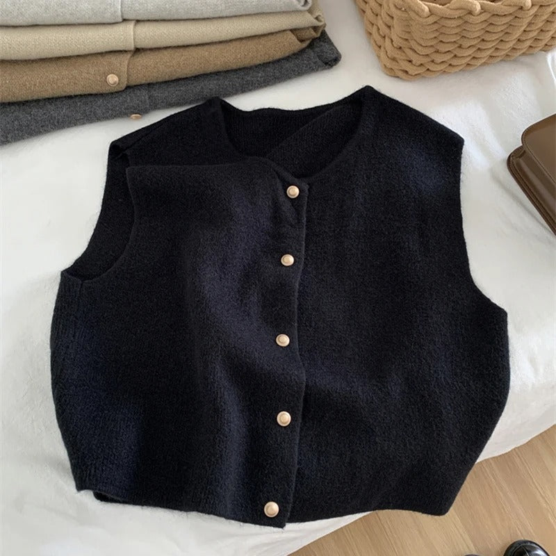 Drune | Eleganter Ärmelloser Strickcardigan