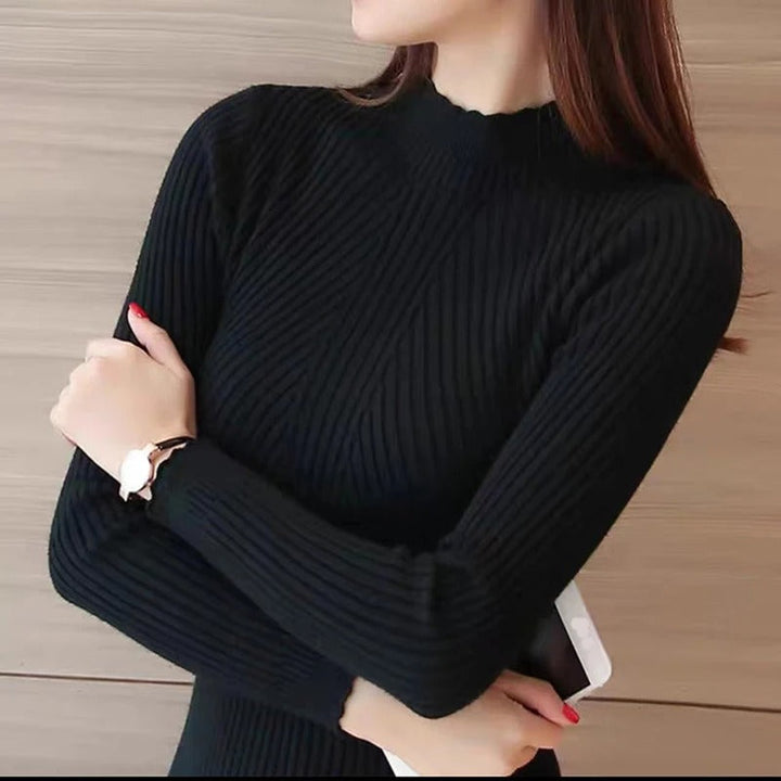 Drune | Jumper - Damen Herbst Hoher Kragen Rippstrickpullover