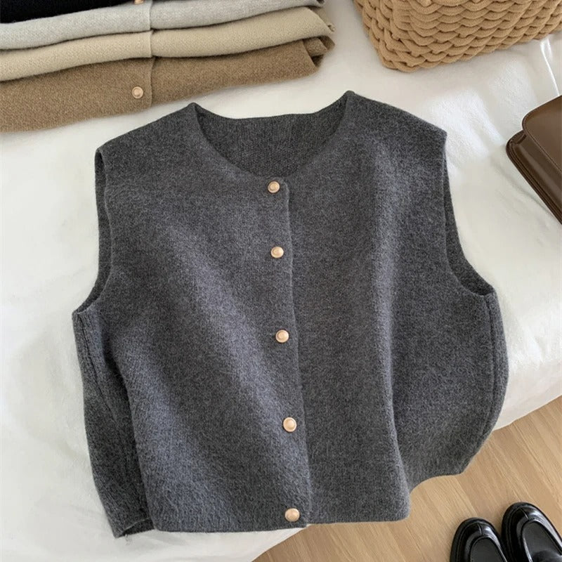 Drune | Eleganter Ärmelloser Strickcardigan