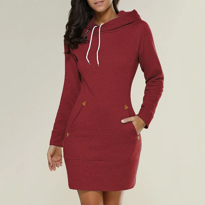 Drune | Einfaches Langarm Kapuzenpullover Kleid