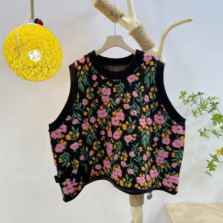 Drune | Strickweste mit Floraler Stickerei