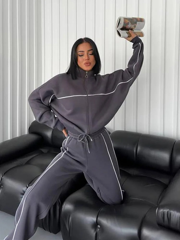 Drune | Damen Strickpullover und Hose Zweiteiliges Satz
