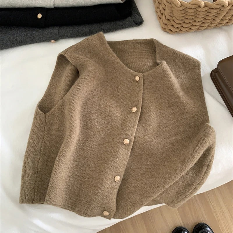 Drune | Eleganter Ärmelloser Strickcardigan