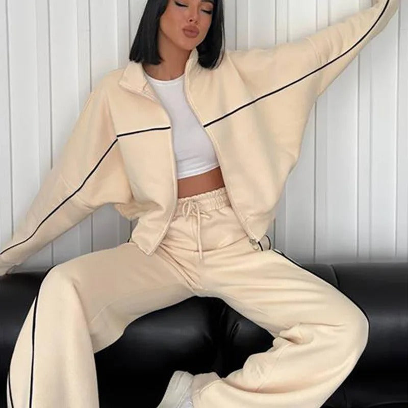 Drune | Damen Strickpullover und Hose Zweiteiliges Satz