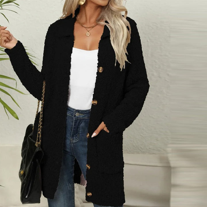 Drune Strickjacke | Lange Strickjacke aus weichem Teddybär mit Taschen