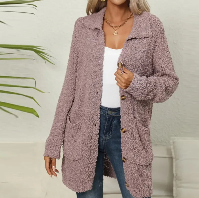 Drune | Cardigan aus gemütlichem Teddy mit eleganten Taschen