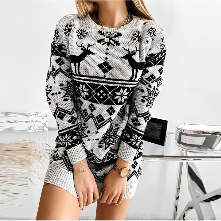 Drune | Modisches Strickkleid Mit Print