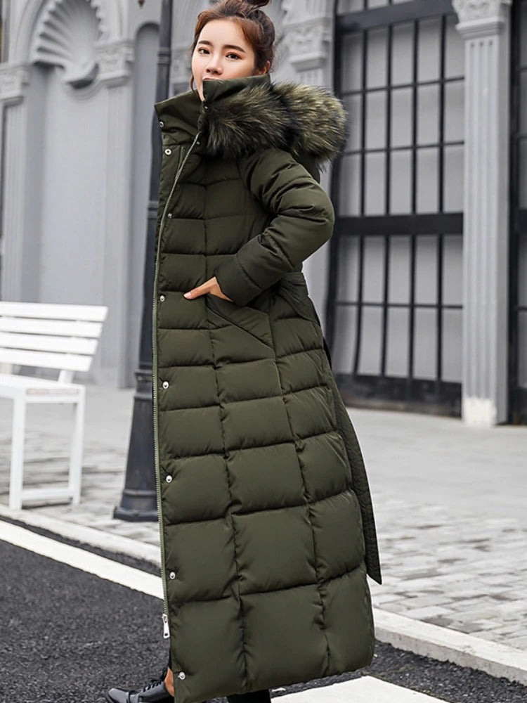 Drune | Länger Wärmer Wintermantel mit Gürtel für Damen