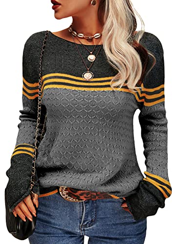 Drune - Damen Zwei-Farben Farbblock Pullover