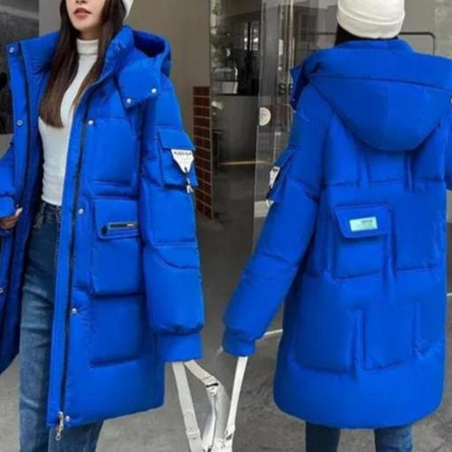 Drune | Winterparka - isolierte lange blaue Jacke mit praktischen Taschen
