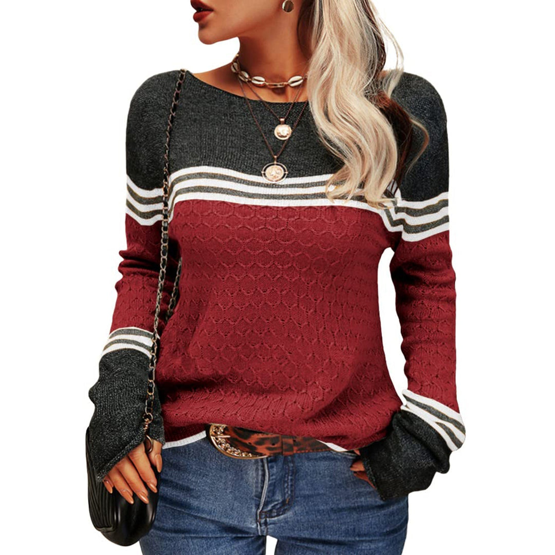 Drune - Damen Zwei-Farben Farbblock Pullover
