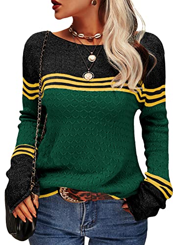 Drune - Damen Zwei-Farben Farbblock Pullover