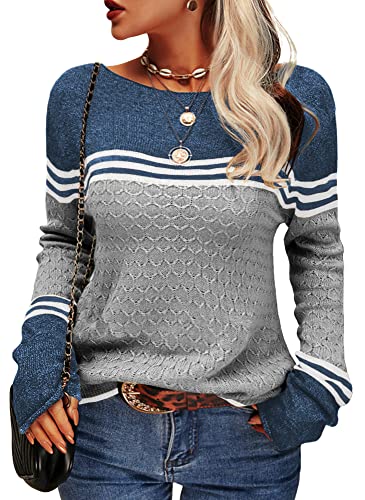Drune - Damen Zwei-Farben Farbblock Pullover