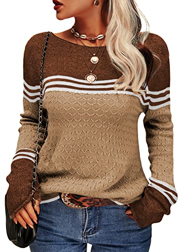 Drune - Damen Zwei-Farben Farbblock Pullover