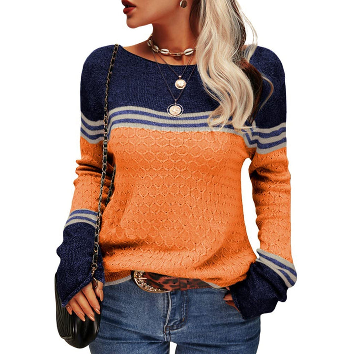 Drune - Damen Zwei-Farben Farbblock Pullover