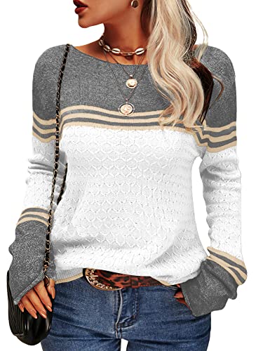 Drune - Damen Zwei-Farben Farbblock Pullover