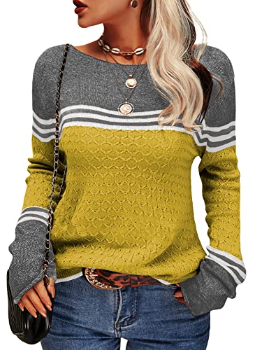Drune - Damen Zwei-Farben Farbblock Pullover