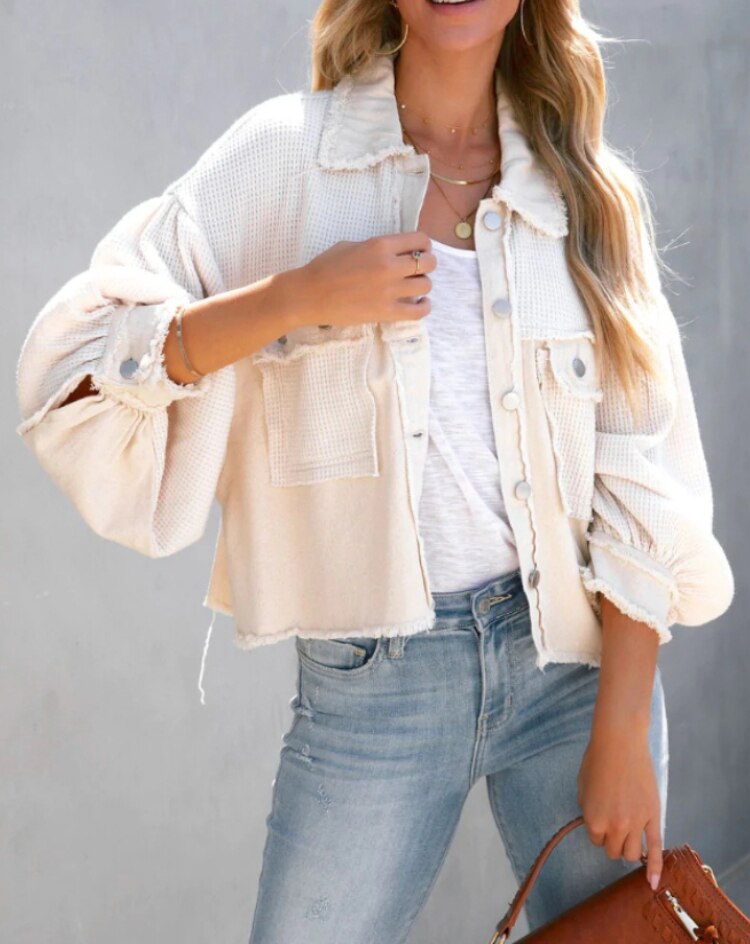 Drune Jacke | Moderne Damenjacke mit Rippensamt in Pastellfarben