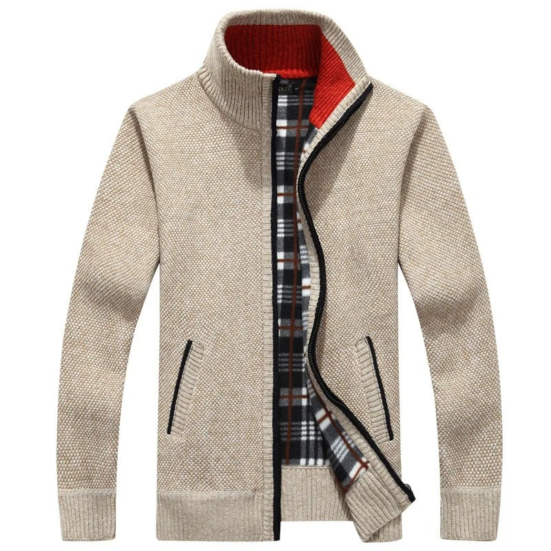 Drune | Strickjacke mit Karofutter Wollmischung Warm und Stilvoll