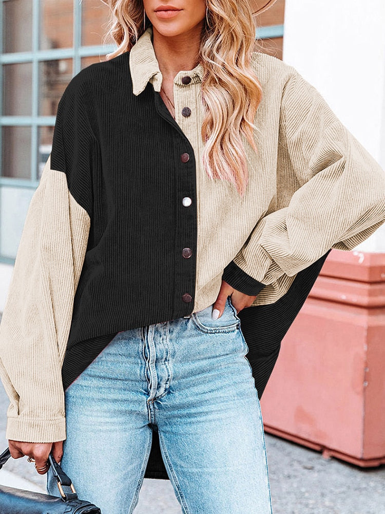 Drune Cordbluse | Moderne gerippte Damenjacke für den Herbst