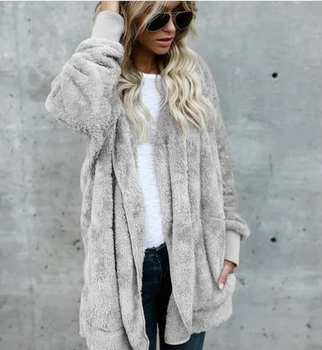 Drune Fleece-Cardigan | Superweicher lässiger Fleece-Cardigan mit Kapuze für Damen