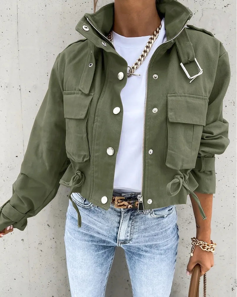 Drune | Kurze Jacke mit Grafischem Muster Baumwolle Mutig, Urban