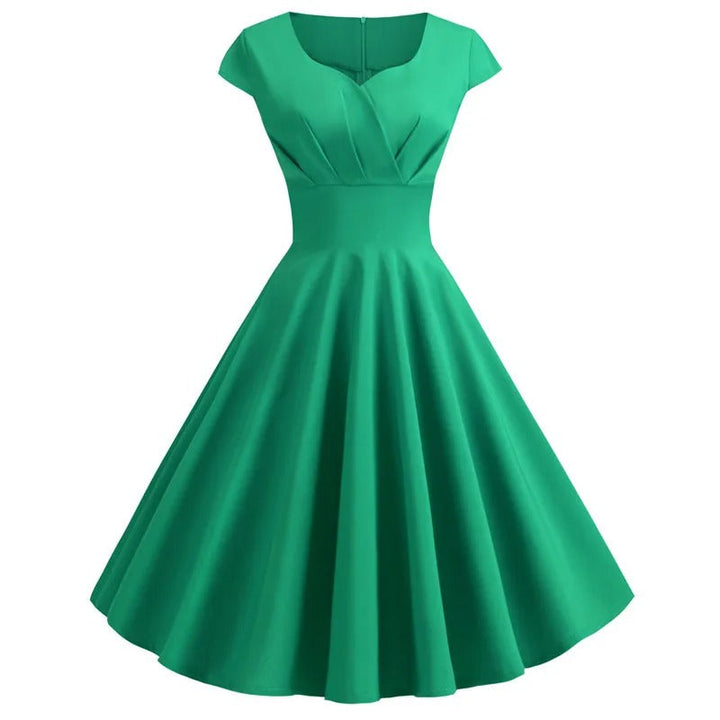 Drune | Vintage Sommerkleid mit großem V-Ausschnitt, lockerer Passform und Rüschen