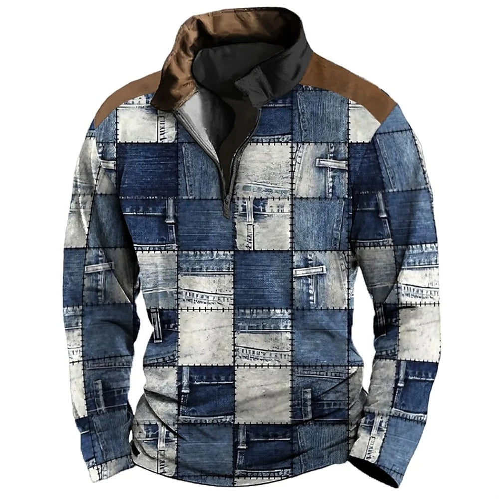 Drune | Patchwork-design-jacke mit Reißverschluss Baumwolle Einzigartig und Mutig