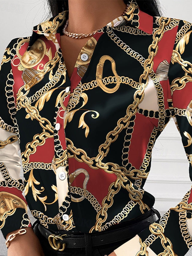 Drune | Schicke Damenbluse mit Goldenen Details