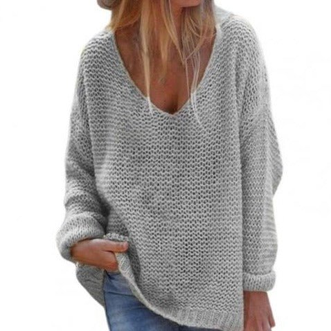 Drune | Strickpullover - Oversized Lockere Passform - Weicher V-Ausschnitt - Langärmlig Warm Komfort