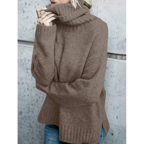 Drune | Rollkragenpullover Weiches Strickmaterial Übergroß Fit Lange Ärmel Seitenschlitze