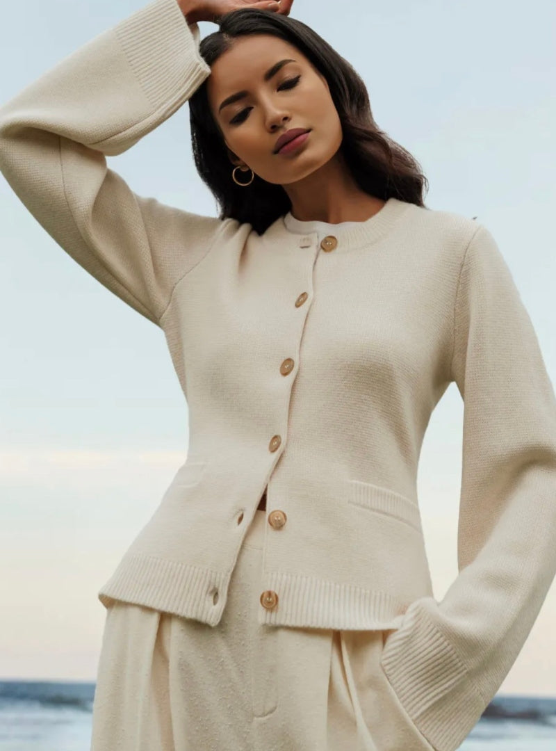 Drune | Strickjacke - Knopfverschluss - Rundhals - Lange Ärmel - Weich und Bequem