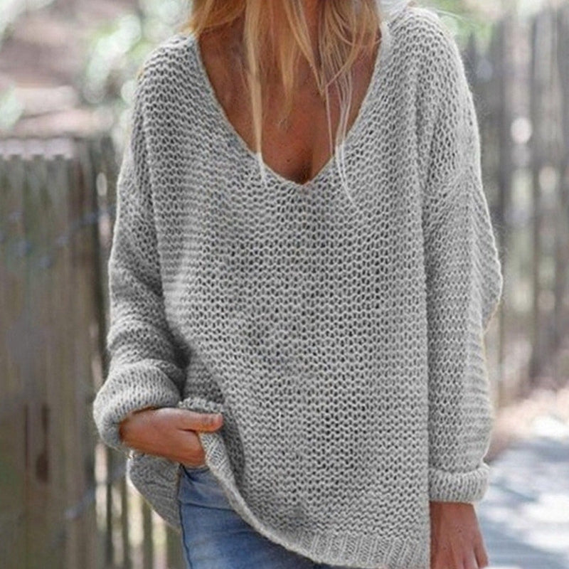 Drune | Strickpullover - Oversized Lockere Passform - Weicher V-Ausschnitt - Langärmlig Warm Komfort