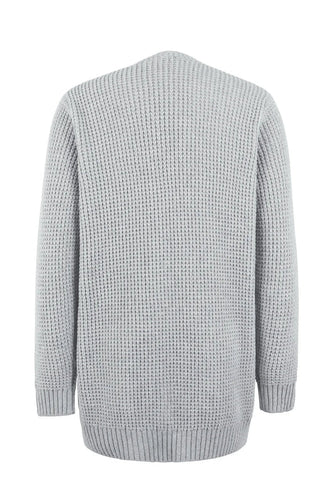 Drune | Cardigan - Lange Offene Front - gestrickte Textur - weiche gerippte Kanten - mit Taschen