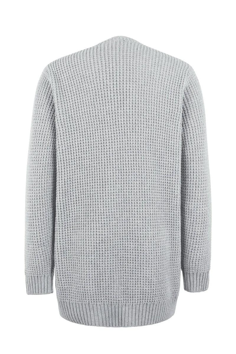 Drune | Cardigan - Lange Offene Front - gestrickte Textur - weiche gerippte Kanten - mit Taschen