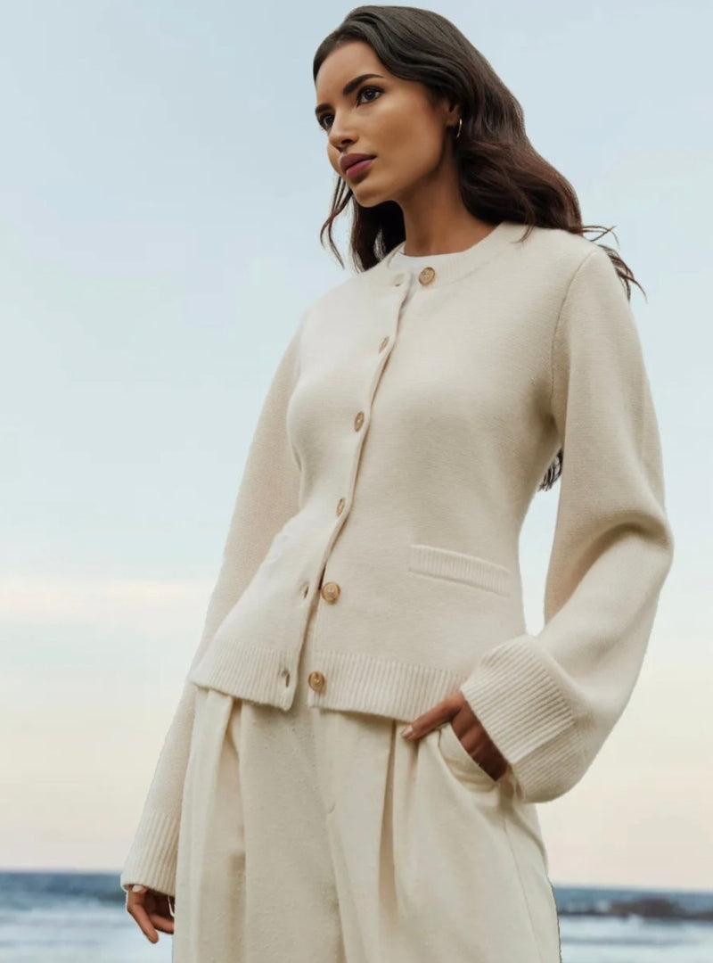Drune | Strickjacke - Knopfverschluss - Rundhals - Lange Ärmel - Weich und Bequem