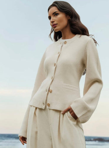 Drune | Strickjacke - Knopfverschluss - Rundhals - Lange Ärmel - Weich und Bequem