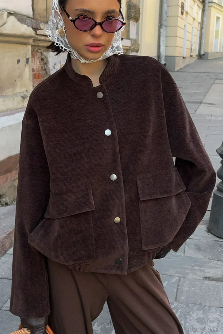 Drune | Cord-Jacke mit steigendem Kragen und losem Schnitt