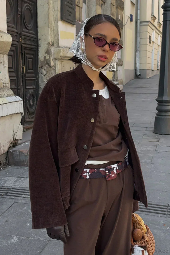 Drune | Cord-Jacke mit steigendem Kragen und losem Schnitt