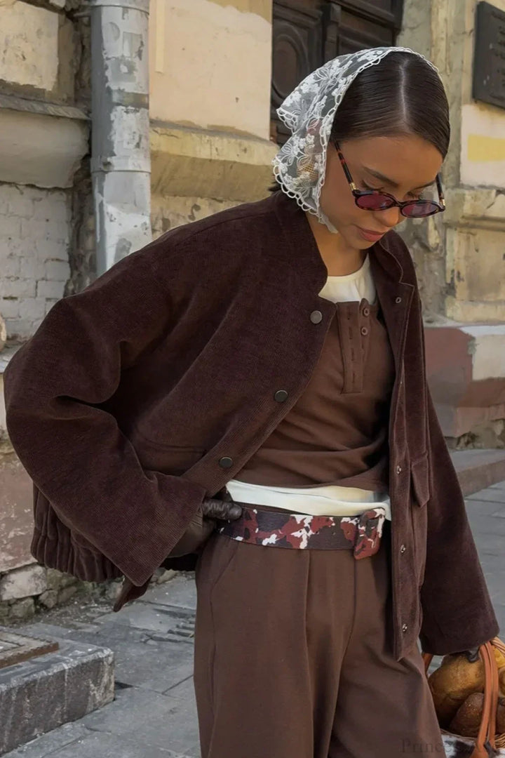 Drune | Cord-Jacke mit steigendem Kragen und losem Schnitt