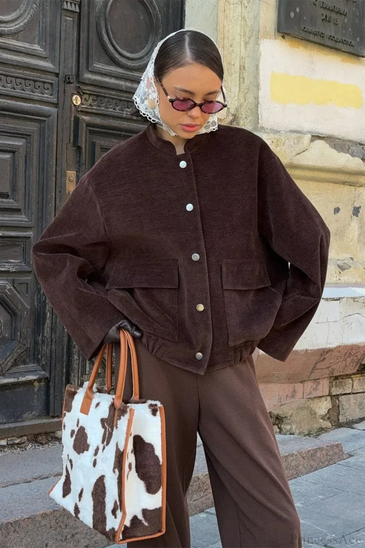 Drune | Cord-Jacke mit steigendem Kragen und losem Schnitt