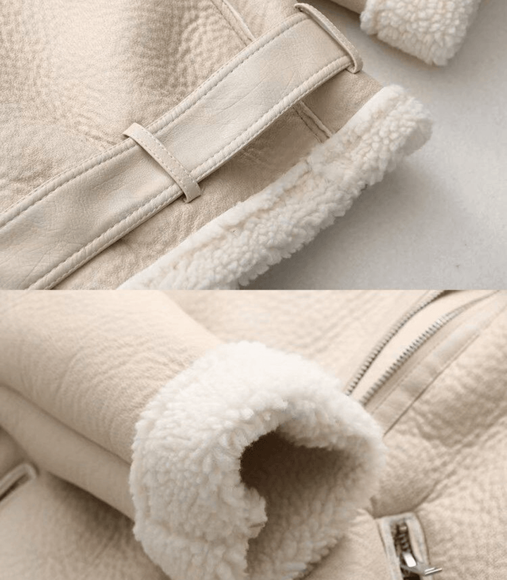 Drune Winter Chic - Eleganter Leder Wintermantel für Damen