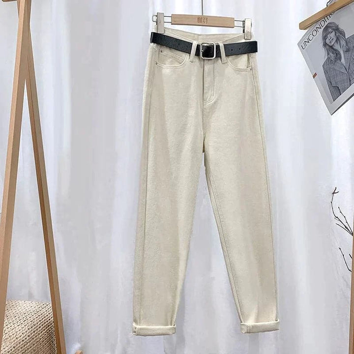 Drune | Jeans Hohe Taille Gerade Beinform Klassisches 5 Taschen Design Lässig Komfort