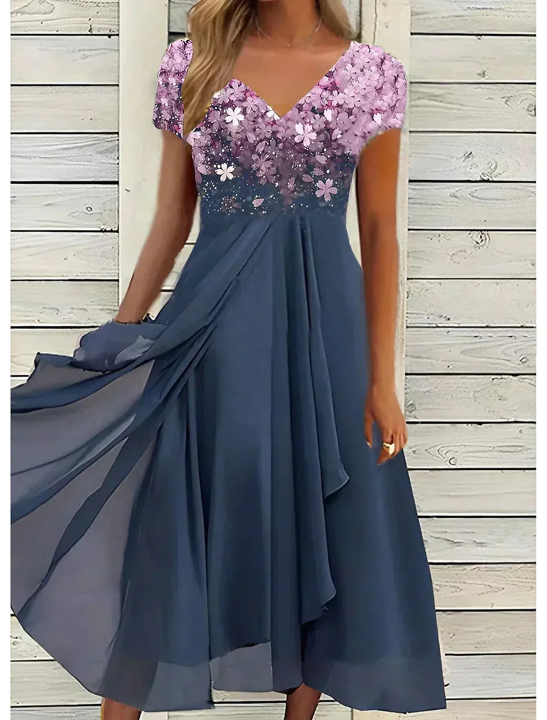 Drune | Elegantes Midi Kleid mit Blumen-Spitze