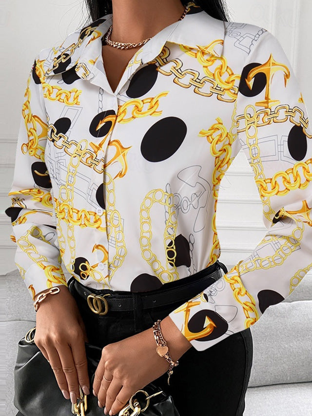 Drune | Schicke Damenbluse mit Goldenen Details