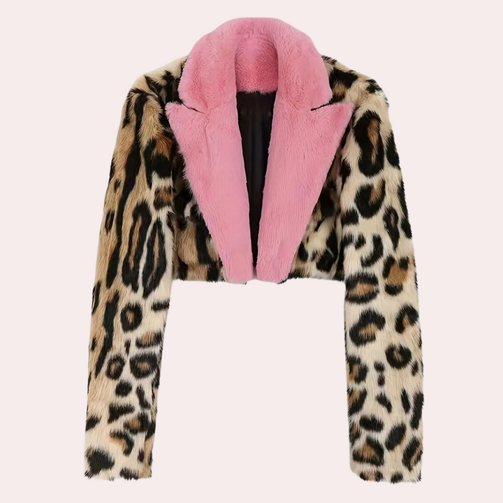 Drune | Winter Pelzmantel mit Leopardenmuster für Damen