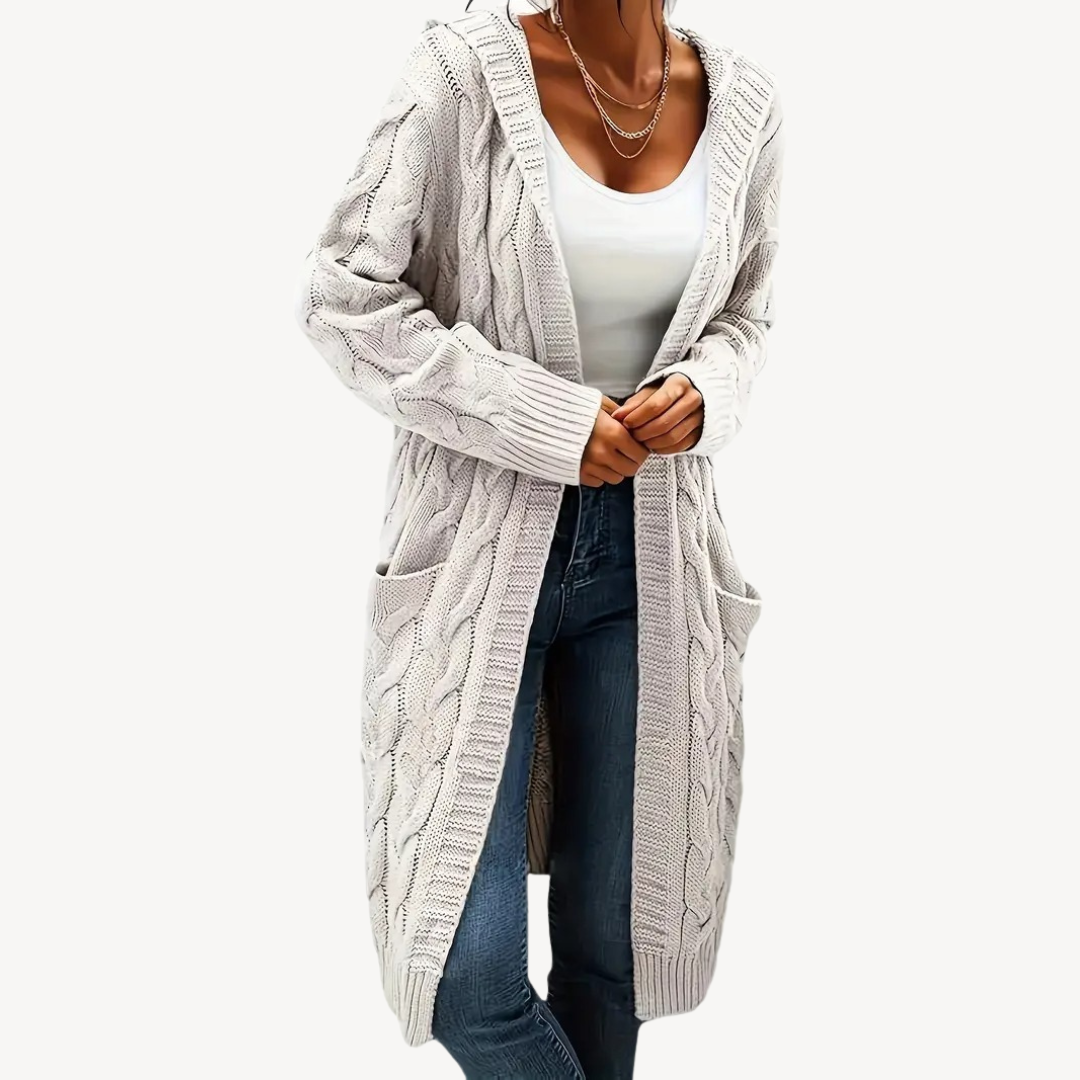 Drune | Kabelstrick Kapuzencardigan