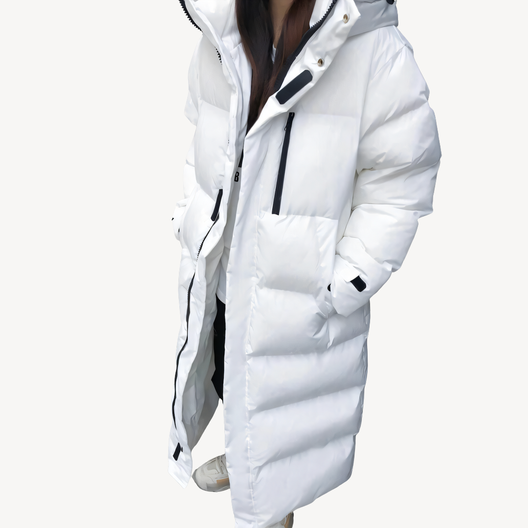 Drune | Langer Kapuzen-Puffer-Mantel Damen Winterjacke