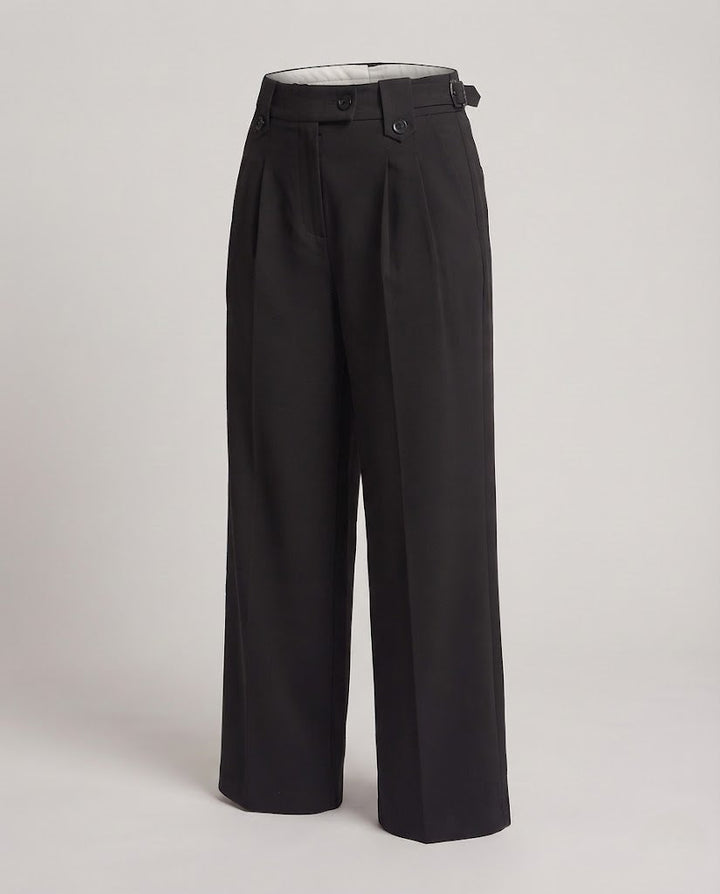 Damen Hochtaillierte weite Bundfaltenhose mit verkürzter Länge Drune