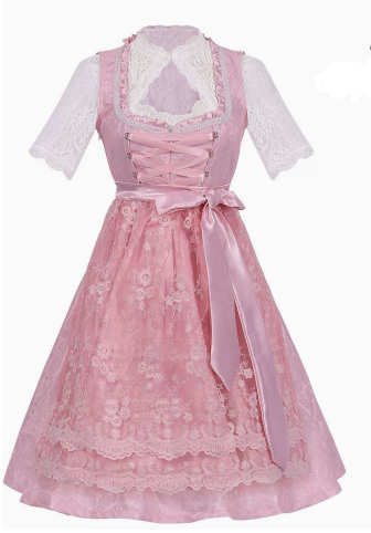 Damen Trachtenkleid mit floralen Applikationen und elegantem Taillengürtel Drune